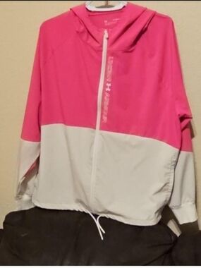 Under Armour Women’s Pink and White Colorblock Zip Hoodie